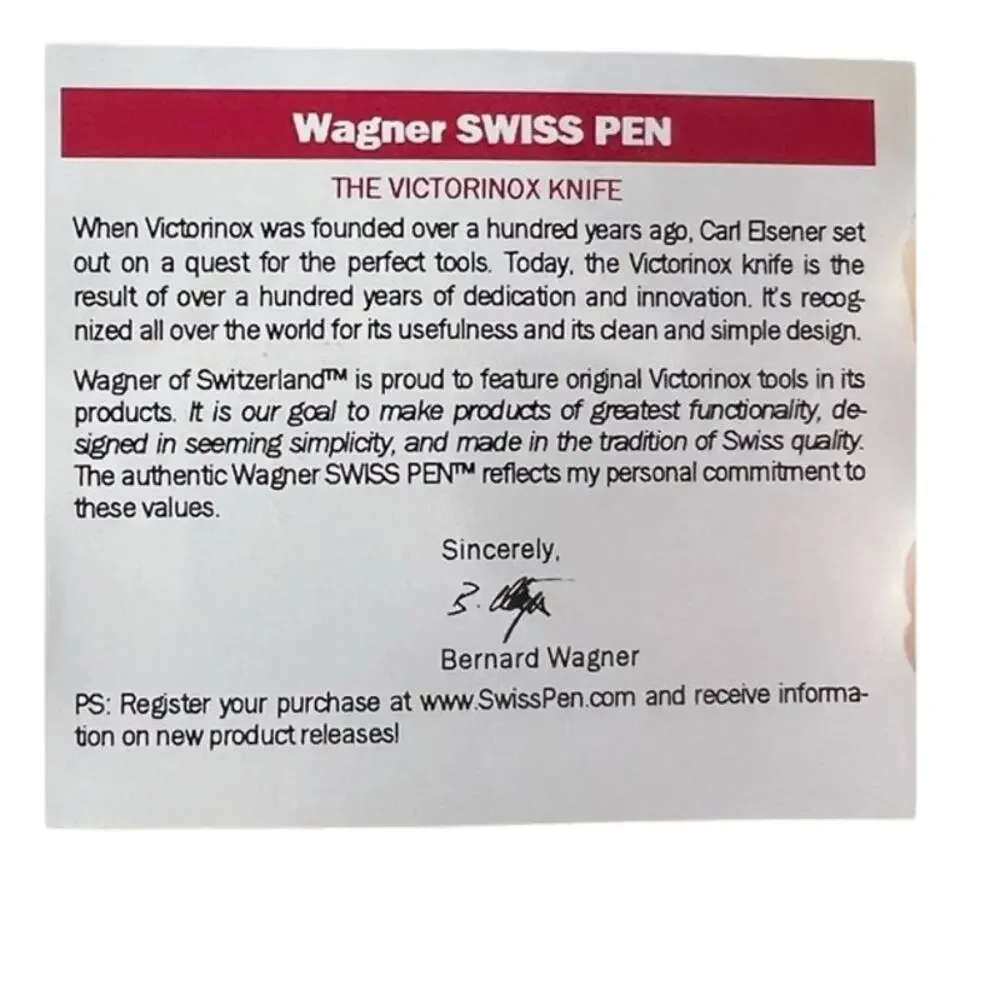 Wagner Swiss‎ Pen Victorinox 11 Tool Presentation Box Only Authentic Packaging